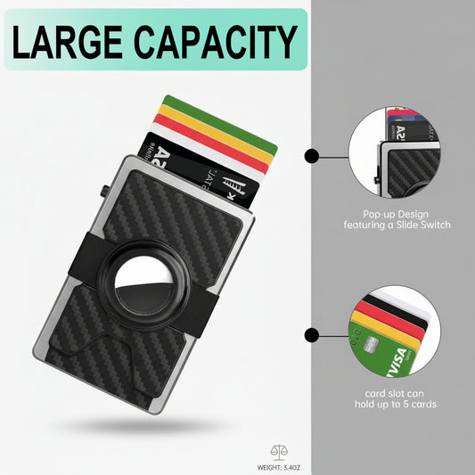 *TOYFID Best Mens Forged Carbon Fiber Wallet with Airtag Holder & Expansion Board