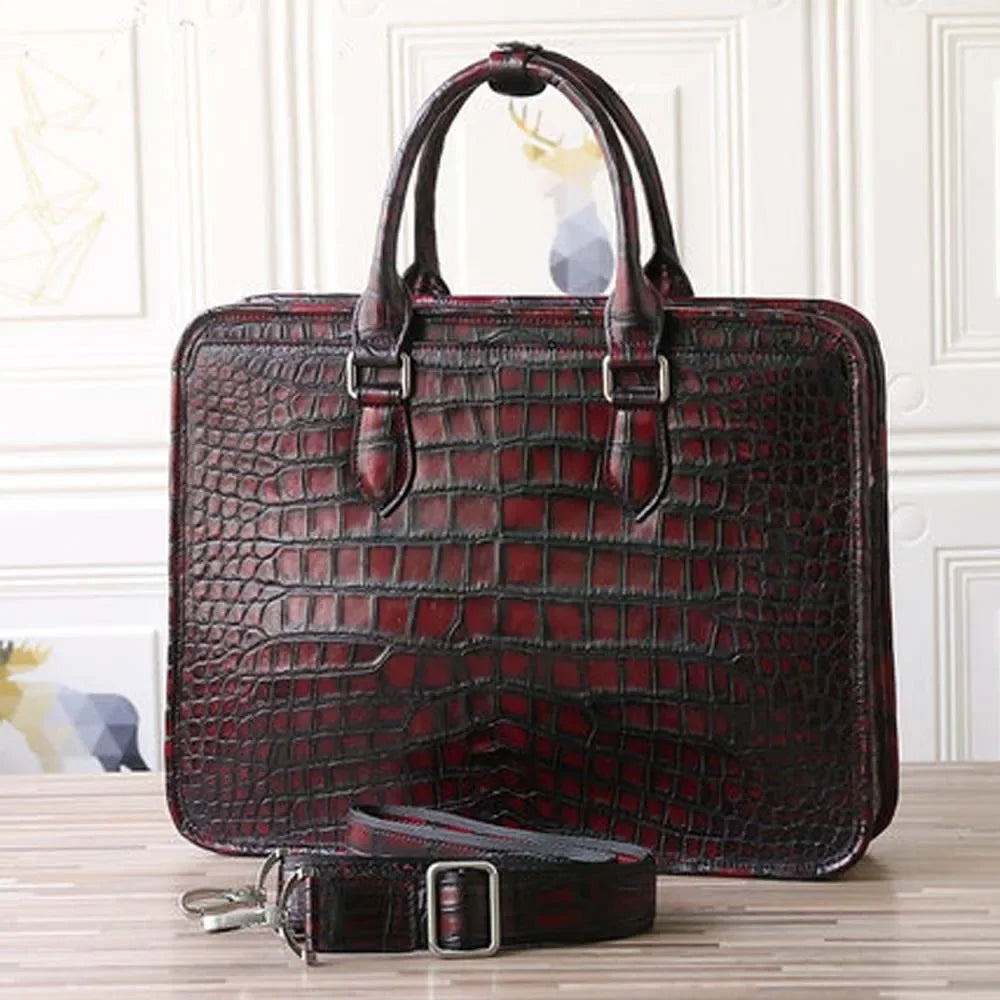 Heimanba new manual Brush color crocodile Men bags male handbag crocodile leather men briefcase business