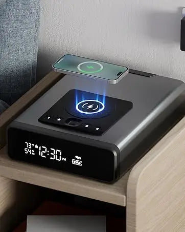 Biometric Pistol Safe — Fingerprint + PIN Access, 12-Hour Clock Display, Wireless Connectivity