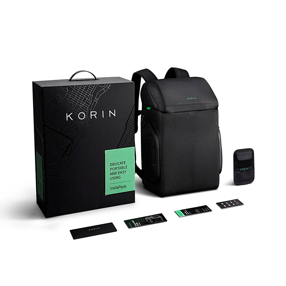 Korin Anti-theft InstaPack  with Box Men Photography Backpack for Camera &16 inch Laptop Waterproof Rain Cover/USB-C Charging