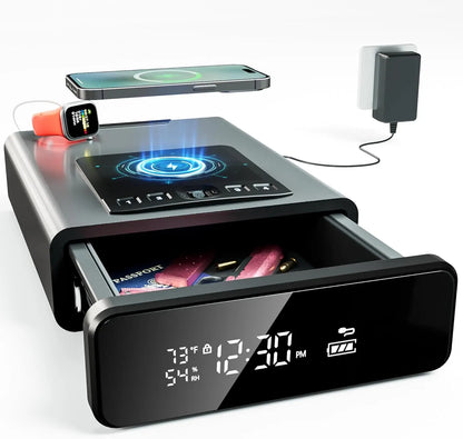 Biometric Pistol Safe — Fingerprint + PIN Access, 12-Hour Clock Display, Wireless Connectivity