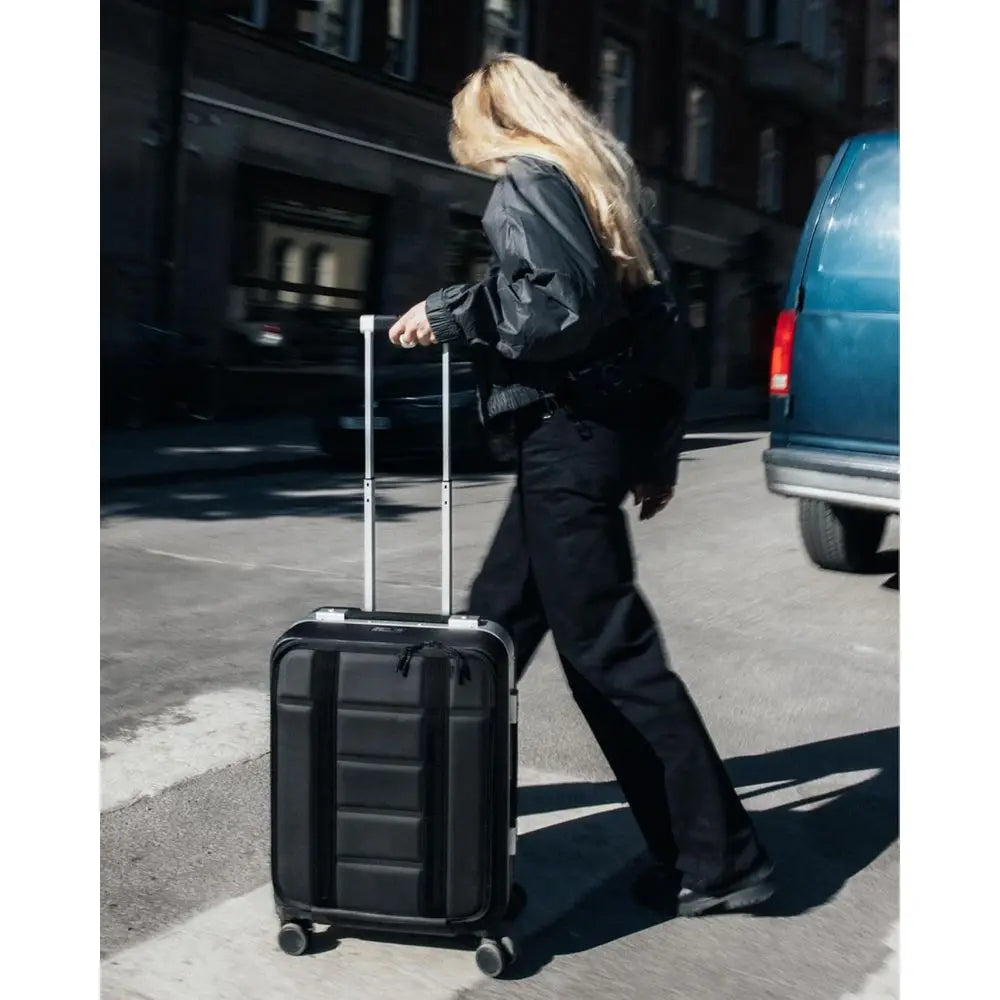 21" Hardside Carry-On Luggage — 360° Spinner Wheels, TSA Lock, Laptop Compartment, Silver/Black