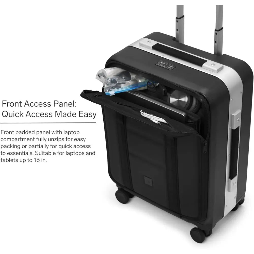 21" Hardside Carry-On Luggage — 360° Spinner Wheels, TSA Lock, Laptop Compartment, Silver/Black
