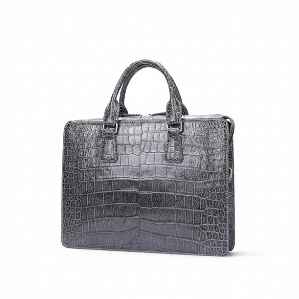 GOTHIQUE Girard GT8019 — Genuine Crocodile Belly Skin Men’s Handbag with Goatskin Lining