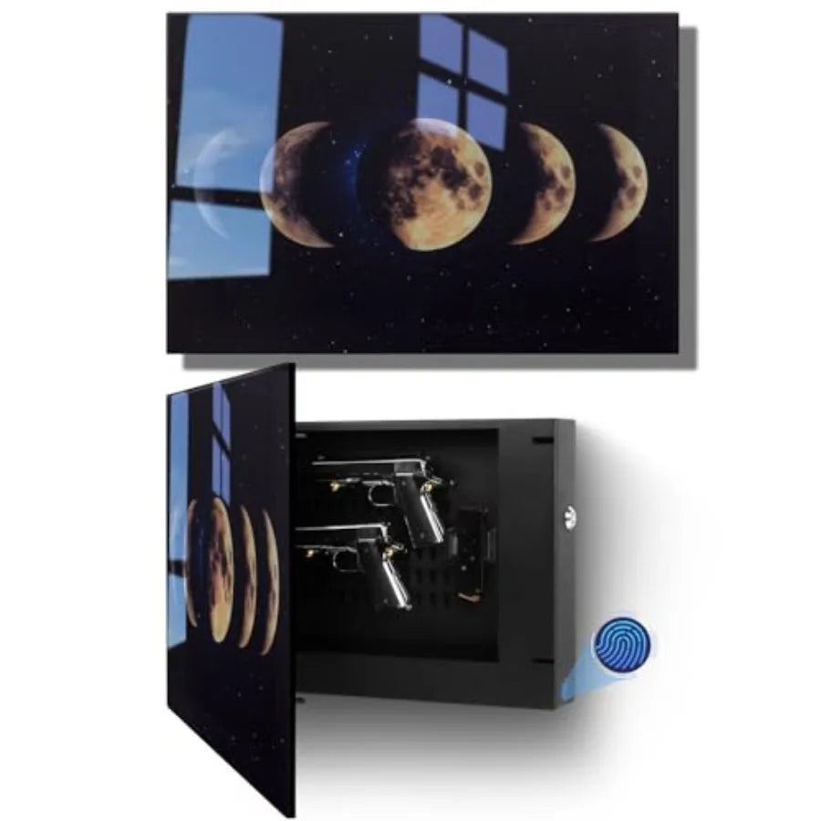 Biometric Hidden Wall Gun Safe — Fits 2 Pistols, Quick Access, Movable Bracket & Magazine Storage