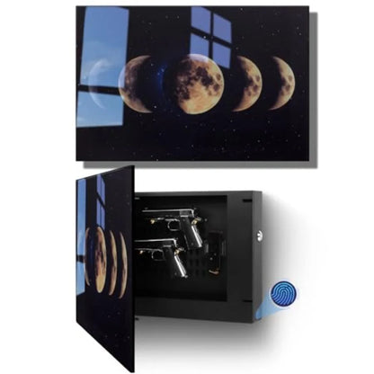 Biometric Hidden Wall Gun Safe — Fits 2 Pistols, Quick Access, Movable Bracket & Magazine Storage