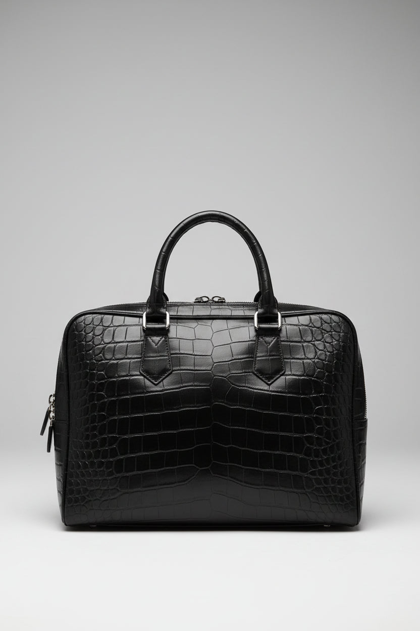 GOTHIQUE Girard GT8019 — Genuine Crocodile Belly Skin Men’s Handbag with Goatskin Lining