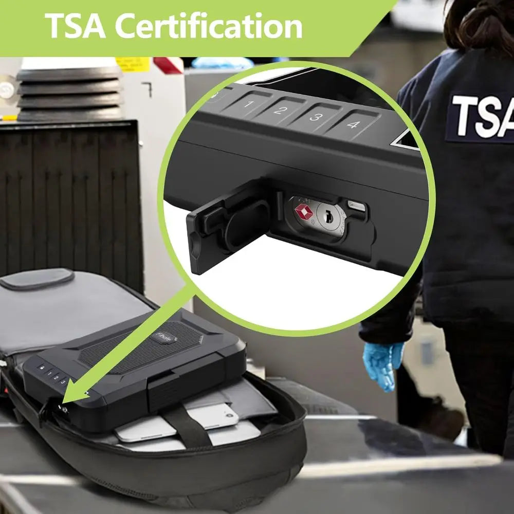 Fingerprint Lock Waterproof Pistol Case - TSA Approved, Portable & Compact for Travel or Home Use