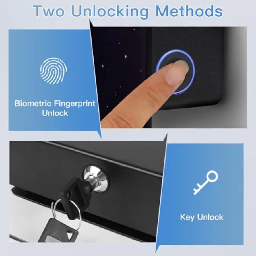 Biometric Hidden Wall Gun Safe — Fits 2 Pistols, Quick Access, Movable Bracket & Magazine Storage