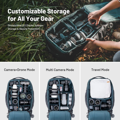 2-in-1 Outdoor Trolley Case Backpack Expandable Black