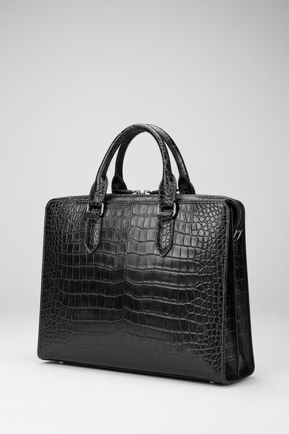 GOTHIQUE Girard GT8019 — Genuine Crocodile Belly Skin Men’s Handbag with Goatskin Lining