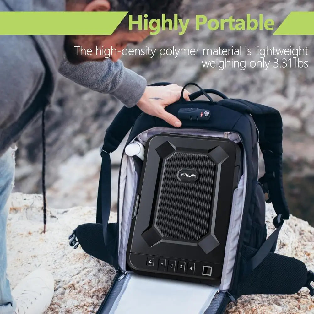Fingerprint Lock Waterproof Pistol Case - TSA Approved, Portable & Compact for Travel or Home Use