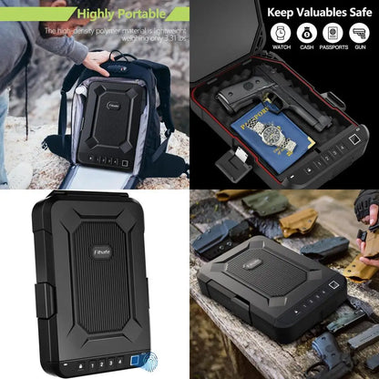 Fingerprint Lock Waterproof Pistol Case - TSA Approved, Portable & Compact for Travel or Home Use