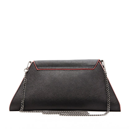 Black Leather Clutch Bag Unique Evening Purse Women's Handbag