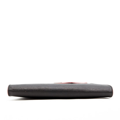 Black Leather Clutch Bag Unique Evening Purse Women's Handbag