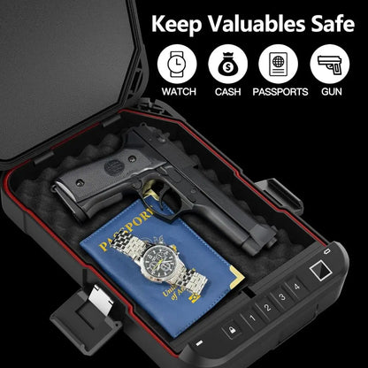 Fingerprint Lock Waterproof Pistol Case - TSA Approved, Portable & Compact for Travel or Home Use