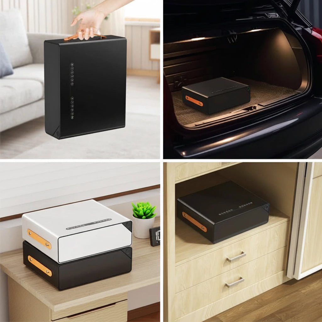 Biometric Fingerprint Portable Safe & Jewelry Box with Password & Remote Access