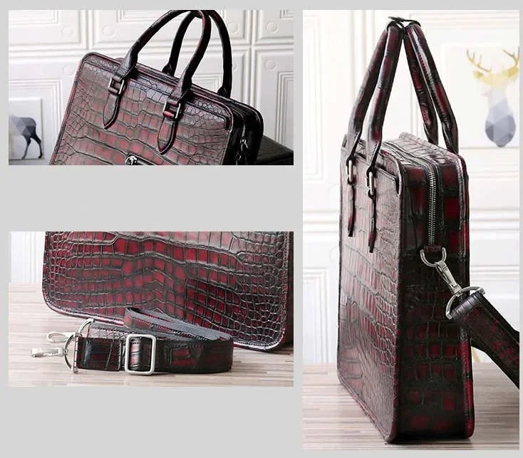 Heimanba new manual Brush color crocodile Men bags male handbag crocodile leather men briefcase business