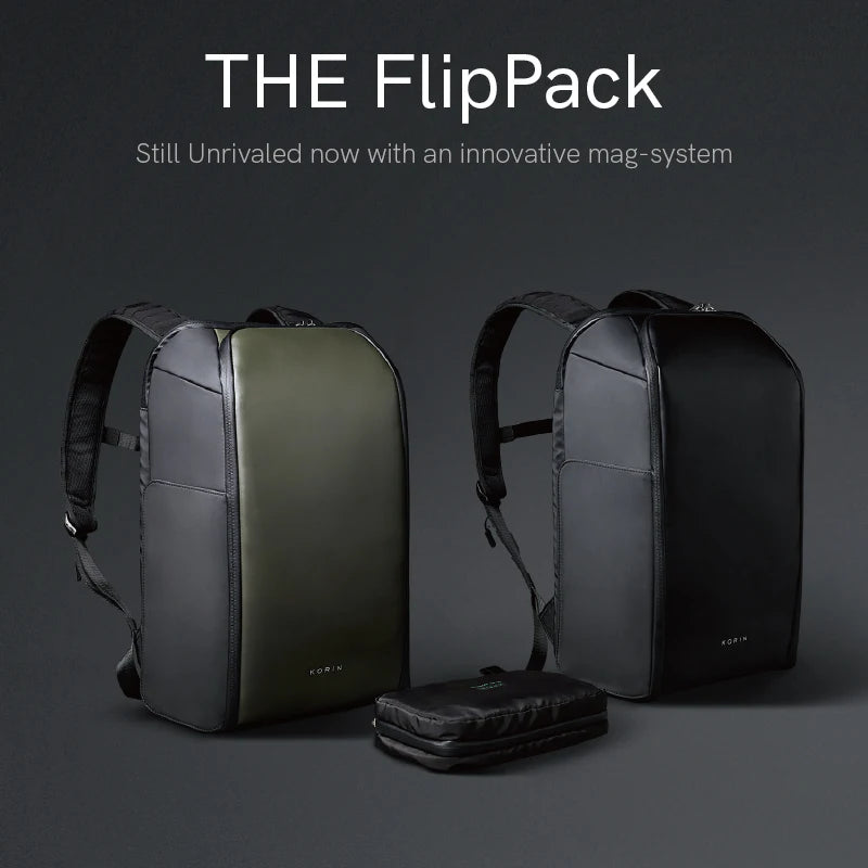 Korin FlipPack 180° Foldable Anti-Theft Laptop Backpack — 16 in, Water-Resistant