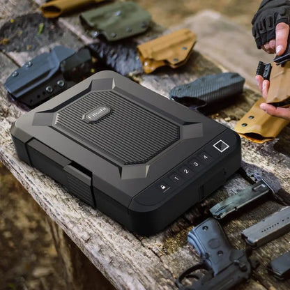 Fingerprint Lock Waterproof Pistol Case - TSA Approved, Portable & Compact for Travel or Home Use